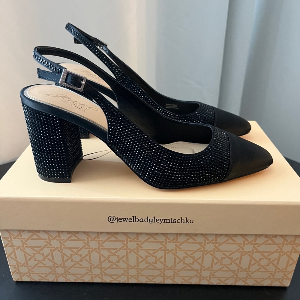 Jewel Badgley Mischka Black Rhinestone Women's Heels